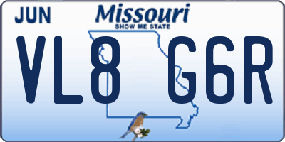 MO license plate VL8G6R