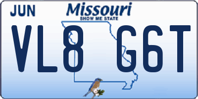 MO license plate VL8G6T