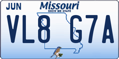 MO license plate VL8G7A