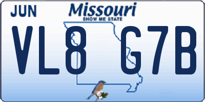 MO license plate VL8G7B