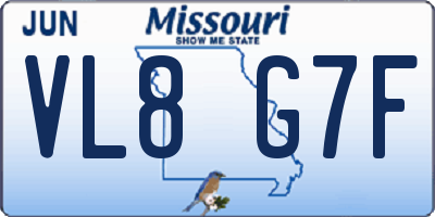 MO license plate VL8G7F