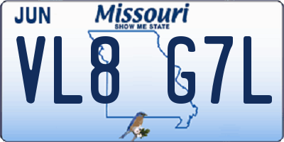 MO license plate VL8G7L