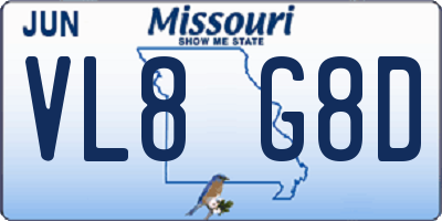 MO license plate VL8G8D