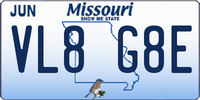 MO license plate VL8G8E