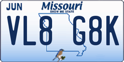 MO license plate VL8G8K