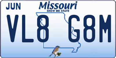 MO license plate VL8G8M