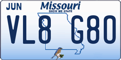 MO license plate VL8G8O