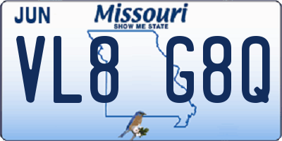 MO license plate VL8G8Q
