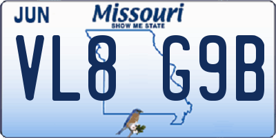 MO license plate VL8G9B