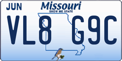 MO license plate VL8G9C