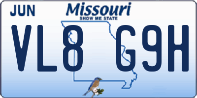 MO license plate VL8G9H