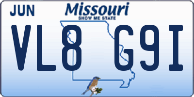 MO license plate VL8G9I