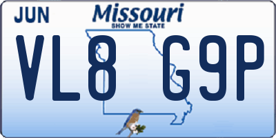 MO license plate VL8G9P