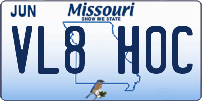 MO license plate VL8H0C