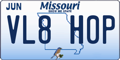 MO license plate VL8H0P
