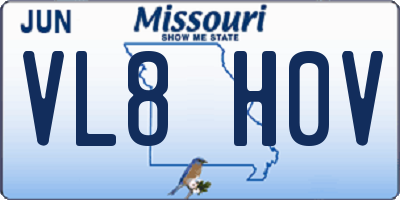 MO license plate VL8H0V