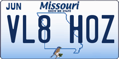 MO license plate VL8H0Z