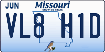 MO license plate VL8H1D