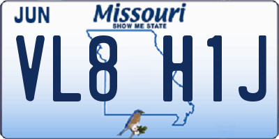 MO license plate VL8H1J