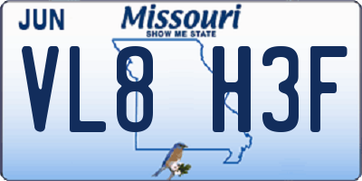 MO license plate VL8H3F