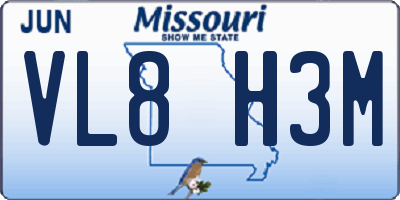 MO license plate VL8H3M