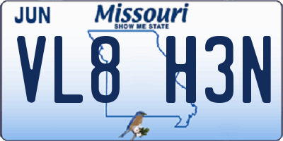 MO license plate VL8H3N