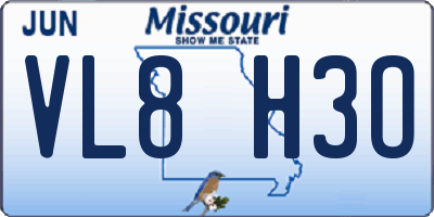 MO license plate VL8H3O