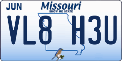 MO license plate VL8H3U