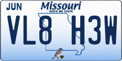 MO license plate VL8H3W