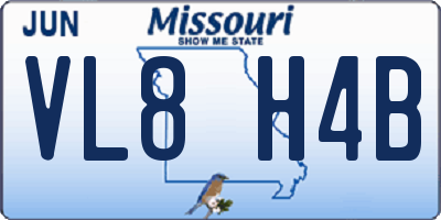 MO license plate VL8H4B