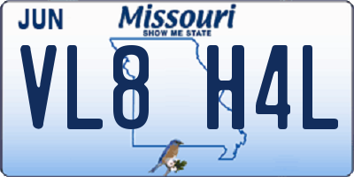 MO license plate VL8H4L