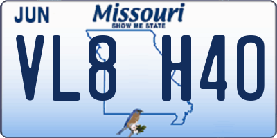 MO license plate VL8H4O