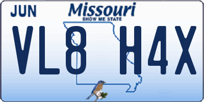 MO license plate VL8H4X