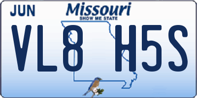 MO license plate VL8H5S
