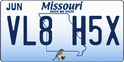 MO license plate VL8H5X