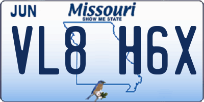 MO license plate VL8H6X
