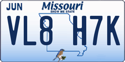 MO license plate VL8H7K