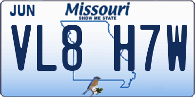 MO license plate VL8H7W