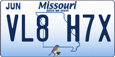 MO license plate VL8H7X