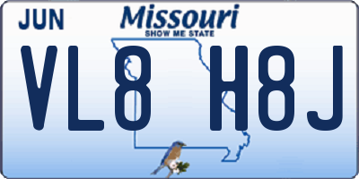 MO license plate VL8H8J