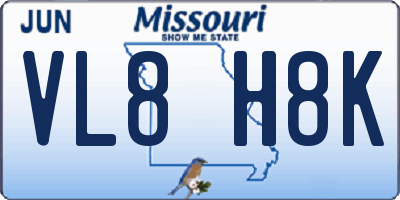 MO license plate VL8H8K