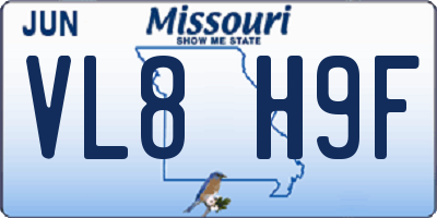 MO license plate VL8H9F