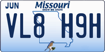 MO license plate VL8H9H