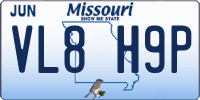 MO license plate VL8H9P