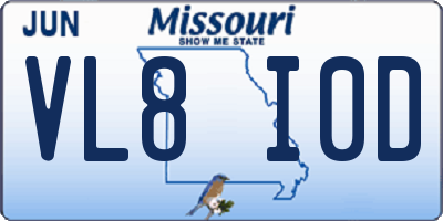 MO license plate VL8I0D