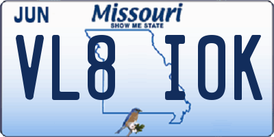 MO license plate VL8I0K