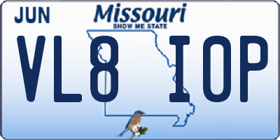 MO license plate VL8I0P