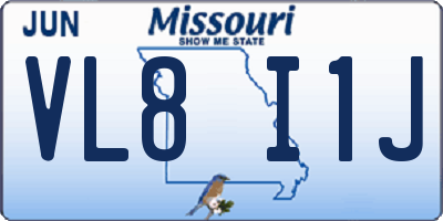 MO license plate VL8I1J