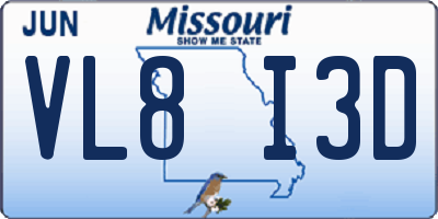 MO license plate VL8I3D