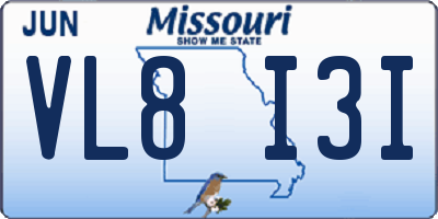 MO license plate VL8I3I
